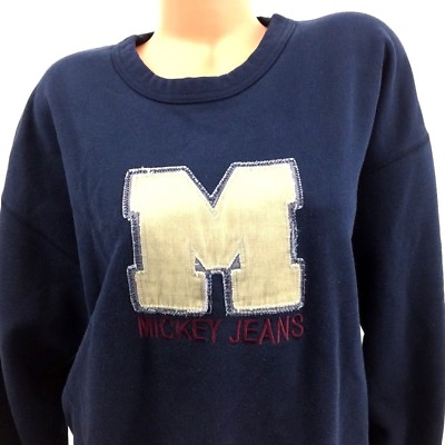 #ad Mickey Jeans Men#x27;s Sweatshirt Walt Disney Mouse Block Spell Out Graphic Vtg Sz M $28.15