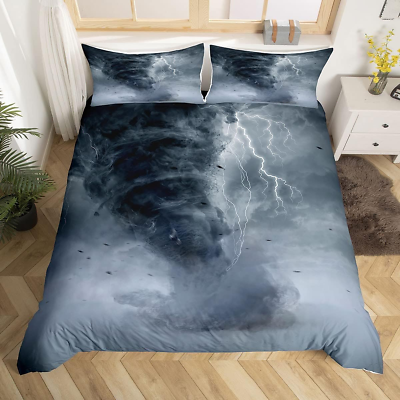 #ad 3D Tornado Bedding Set Twin Size for Kids Boys BedroomLightning Bed Duvet Cover $61.39