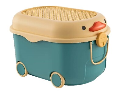 Toy Storage Box Organizer Stackable Plastic Large Capacity with Wheels Teal Blue $34.97
