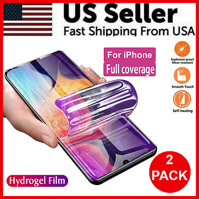 #ad 2PCS Hydrogel Screen Protector For iPhone 15 14 13 12 11 Pro Max SE X XS XR 8 7 $2.69