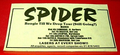#ad Spider Boogie Till We Drop Tour Vintage ORIG 1981 Press Magazine ADVERT 3.5quot;x 2quot; GBP 1.99