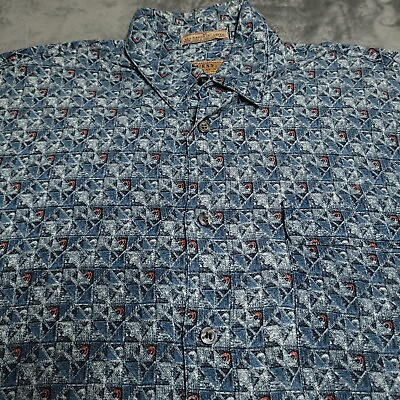 #ad Vtg Guess All Over Geometrick Button Up Shirt Patterned Made Hong Kong Medium $18.98