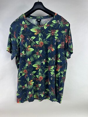 #ad Hamp;M Mens Floral Short Sleeve Crewneck T Shirt Size L $16.99