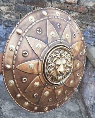 #ad Medieval Lion Face Round Shield Iron Greek Knight Armor Shield For Halloween $67.50