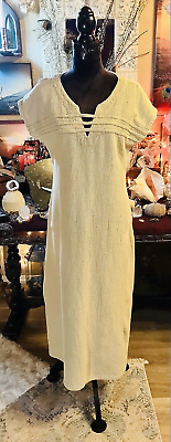 #ad Stunning Bohemian Beach Fae Plush Cotton Day Tripping Plush Earth Spirit Dress L $14.97