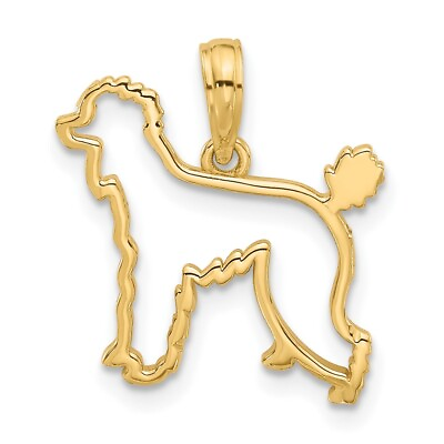 #ad 14K Polished Poodle Dog Outline Charm Bracelet Necklace $154.70