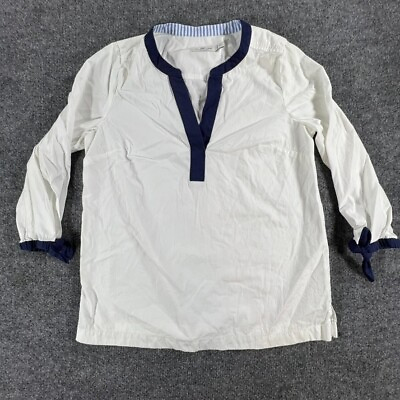 #ad Vineyard Vines Womens Shirt Extra Small White V Neck Pullover Contrast Hem Top $19.99