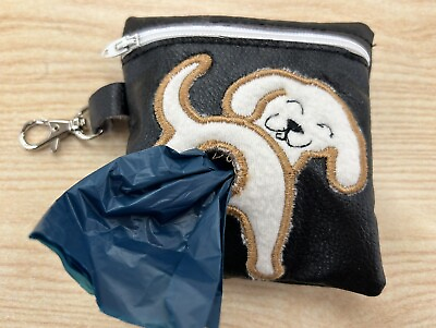 #ad Dog Poop Bag Holder Dispenser Handmade Durable Black Leather $18.00