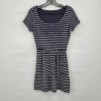 #ad Gap Women Blue Stripe Scoopneck Short Sleeve Stretch Mini Casual Dress Size XS $9.50