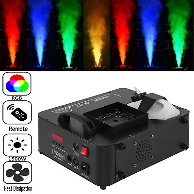 #ad 1500W Smoke Fog Machine 24LED RGB Light DMX DJ Remote Vertical Spray Fog Effect $96.99
