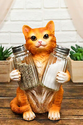 #ad Ebros Orange Tabby Kitty Cat Hugging Spice Salt Pepper Shakers Holder 8.25quot;H $24.95