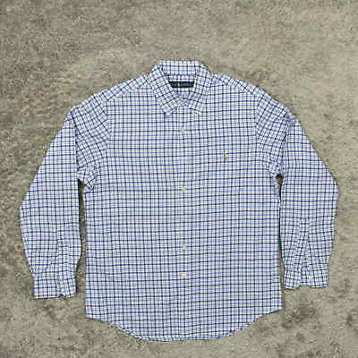 #ad Ralph Lauren Men#x27;s Adult Sz L Button Shirt Long Sleeve Plaid Multicolor Office P $15.30