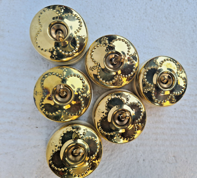 #ad Vintage Brass And Porcelain Electric Switch Button Set Flower design 1 Way # $116.38