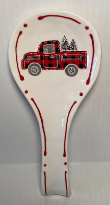 #ad North Pole Bed And Breakfast Spoon Rest Plaid Truck Christmas Holiday Farmhouse $14.97