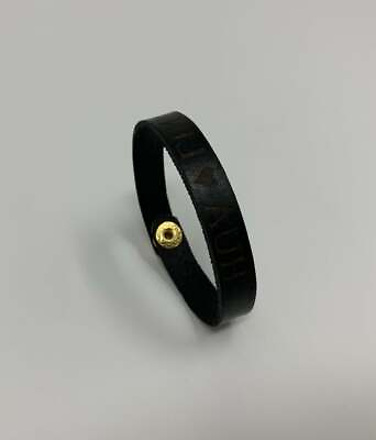 #ad Personalized genuine Leather Bracelet for Women Men Engraving Black Best Gift $15.99
