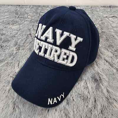 #ad US Navy Retired Embroidered BaseBall Cap Hat Navy Blue Adjustable One Size EUC $13.45