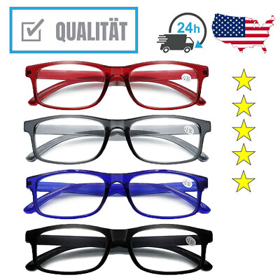 #ad Reading Glasses Mens Womens Unisex Square Readers Eyeglasses 4 Pack Glasses New $8.00
