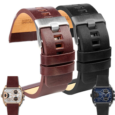 #ad 24 26 28 30 32mm Genuine Leather Strap Watch Band Strap For Diesel DZ Watches $15.59
