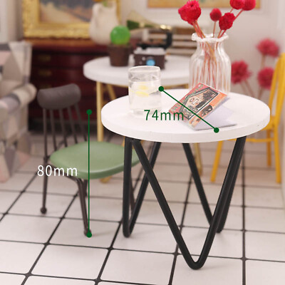 #ad 1 12 Scale Doll House Miniatures Round Coffee Table Furniture Bracket Black $10.99