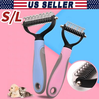 #ad Professional Pet Grooming Tool 2 Sided Undercoat Dog Cat Shedding Comb Brush Pet $5.96