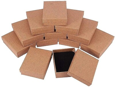 #ad 12pcs Retro Kraft Jewelry Box with Sponge Inside Gift Cardboard Boxes $55.37