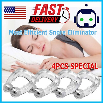 #ad 4x Silicone Magnetic Anti Snore Stop Snoring Nose Clip Sleeping Aid Apnea Guard $4.99
