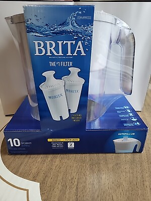 #ad New Brita Lake White 10 Cup Pitcher with 2 Filters Included $53.00
