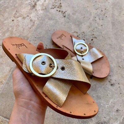 #ad Beek Gold Crossover Strap O Ring Sandal 6 $35.00