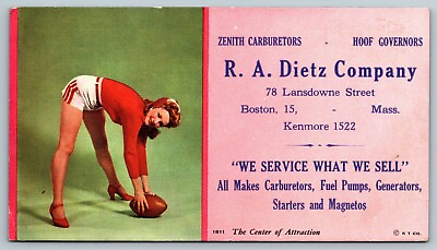#ad Advertising Ink Blotter:  R.A. Dietz Co. Attractive Girl Football Boston MA $14.00