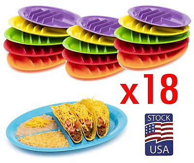 #ad Fiesta Taco Plates Microwave Dishwasher Safe BPA Plastic Plates Lot of 18 $36.90