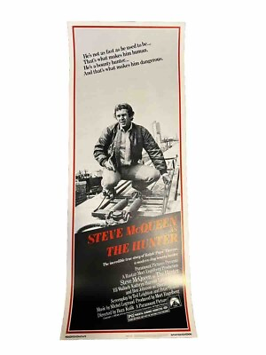 #ad VINTAGE RARE ORIGINAL THE HUNTER 1980 8998 Movie Poster 14x36 Steve McQueen $169.99