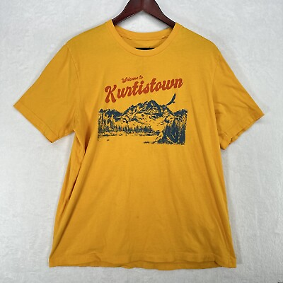 #ad Kurtistown Shirt Mens XL Yellow Red Welcome To Crew Neck Cotton Short Sleeve $18.00