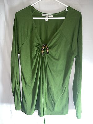 #ad French Laundry Woman’s Green Long Sleeve Top Size XL $9.00