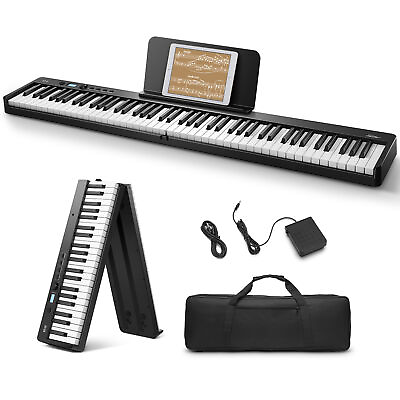 #ad Eastar EP 10 Foldable Digital Piano Keyboard Bluetooth 88 Key Velocity Sensitive $109.99