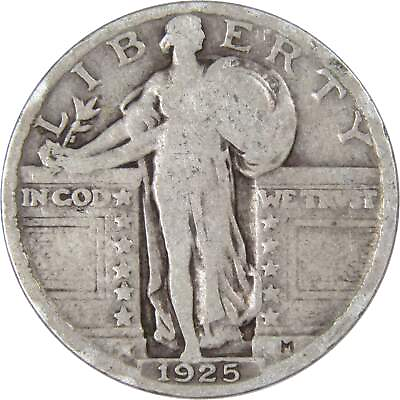 #ad 1925 Standing Liberty Quarter G Good 90% Silver 25c US Type Coin Collectible $13.99