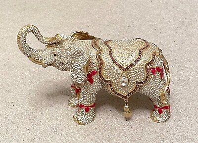 #ad Gold Elephant Jeweled Box with Crystals and Gems 9quot;X6quot;X4quot; NEW $295.00