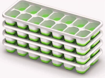 #ad Ice Cube Tray 4 Pack Stackable Ice Trays with Lids for Easy Cocktails amp; Coffee $9.81