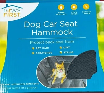 #ad Paws First Dog Car Seat Hammock 55”x49” Water Stain Resistant Seat Cover New $17.99
