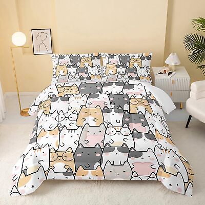 #ad Kawaii Cat Comforter Queen SizeCats Comforter Set for Kids Teens Girls Boys... $90.23