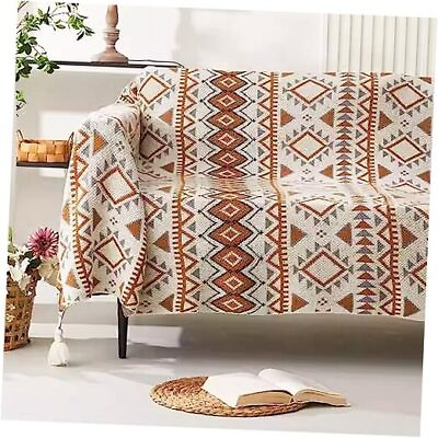 #ad Boho Throw Blanket Knitted Throw Blanket with Tassels 50” x 70” Bohemian $35.45