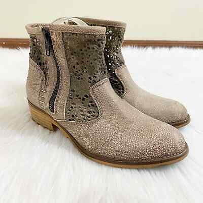 #ad Musse amp; Cloud Tan Leather and Lace Ankle Booties Made in Spain Size 8 Side Zip $49.98