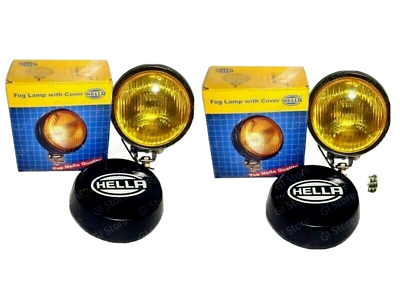 #ad Pair Hella Round Fog Lamp Yellow Glass Cover With H3 12V 55 Bulb Universal $48.60