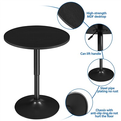#ad Adjustable Counter Height Bar Table Swivel Bistro Pub Drinks Snacks Round Table $52.99