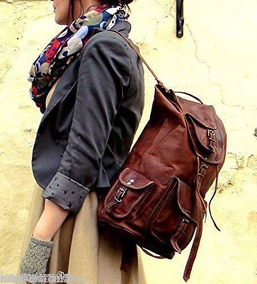 #ad Men#x27;s and Women#x27;s New Brown Leather Back Pack Rucksack Travel and College Bag $64.09