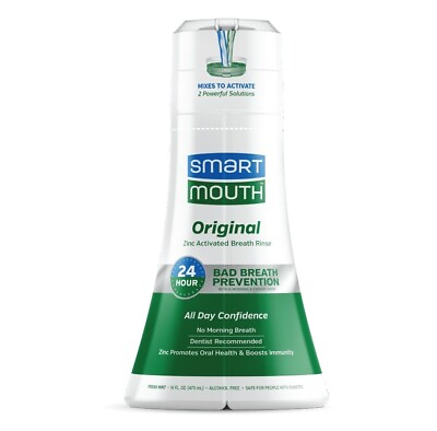 #ad Smartmouth Original Activated Dual Solution Breath Rinse Fresh Mint 16 Oz By Sma $7.99