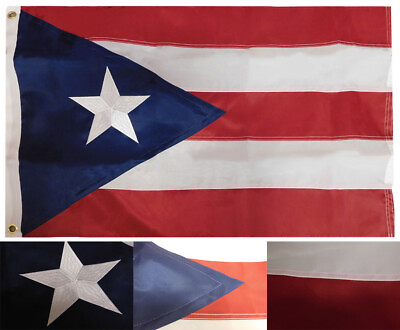 #ad Puerto Rico 2x3 2#x27;x3#x27; 210D Rough Tex Dura Last Nylon Embroidered Banner Flag $15.74