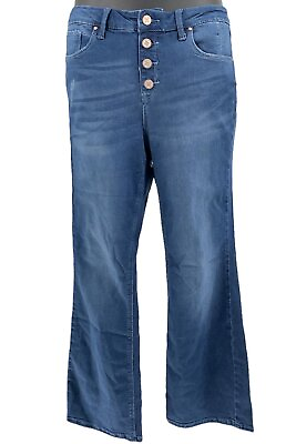 #ad Laurie Felt Silky Denim Pull On Bootcut Jeans w Button Washed Medium $29.99