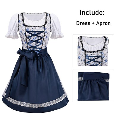 #ad Womens Dirndl Dress Bavarian German Traditional Oktoberfest Beer Girls Costume $34.40