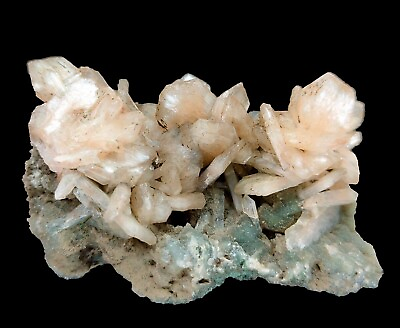 #ad 58g Natural Stilbite Cluster on Chalcedony Rock Crystal Mineral India $24.50