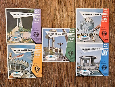 #ad VINTAGE 1964 NEW YORK WORLDS FAIR VIEW MASTERS SET OF 5 EXCELLENT CONDITION $79.99